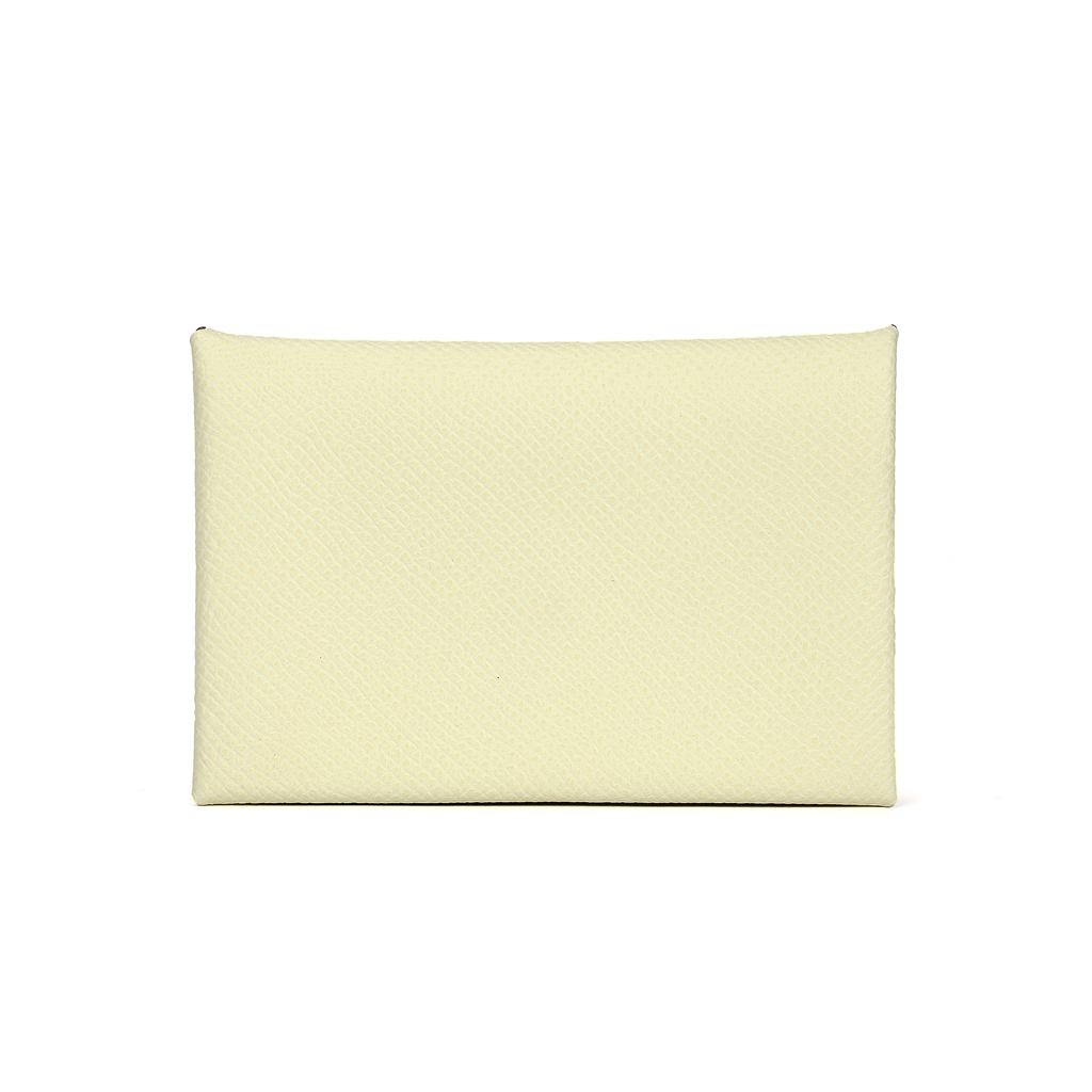Hermes Calvi Palladium Plated Snap Epsom Leather Wallet Card Holder Women Wallet Milton-Yellow H044164CKI8