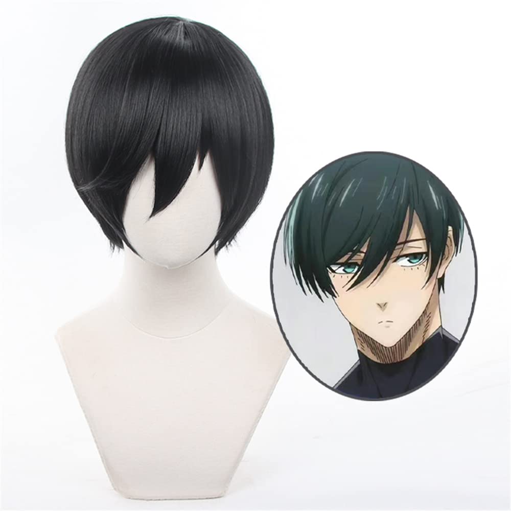 Eileen Blue Locks Rin Wig, Heat-Resistant, Anime Wig, Disguise Wig for School Festivals (Includes Net)