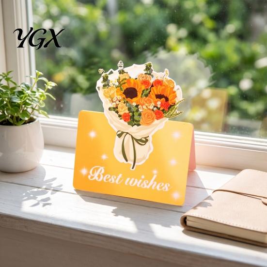 Mothers Day Flower Cards 10Pcs 3D Thank You Card, Floral Bouquet Greeting Best Wishes Note Card Appreciation Gifts for Anniversary, Mother's