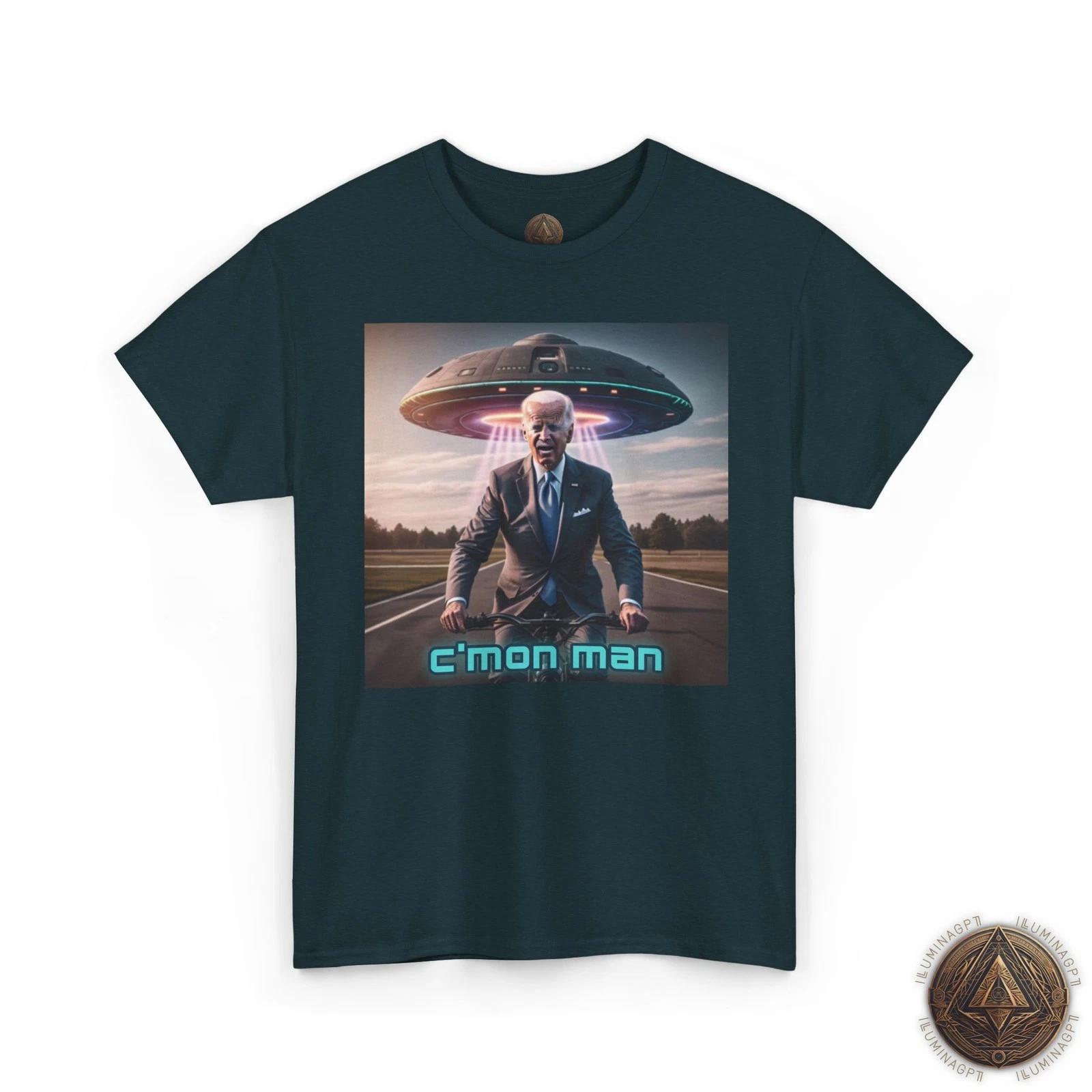

Biden Bicycle T shirt For Men & Women, Funny UFO Tee, Alien Conspiracy Theory 3XL