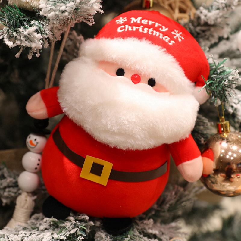 Adorable Merry Xmas Plush Toy Holiday Present Stuffed Gentle Santa Claus Gingerbread Man Sock Bell Tiny Xmas Tree Home Decor