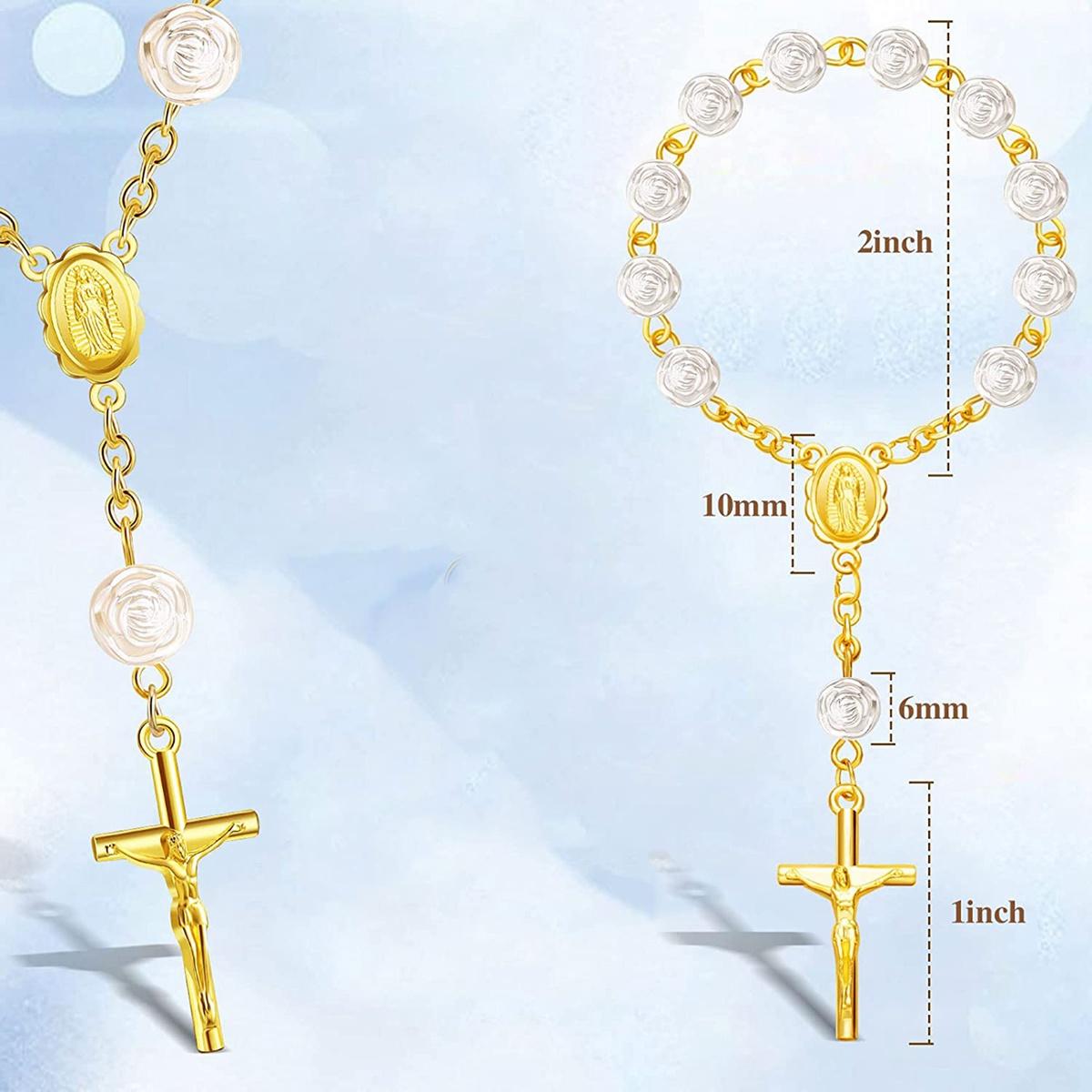 

Good-30Pcs Baptism Rosary Acrylic Rosary Beads Mini Rosaries With Cross For The First Communion Baptism Party Favors