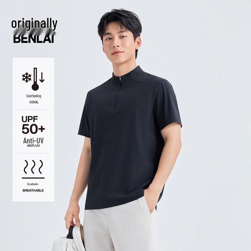 Benlai Men s Cooling Half-Zip Short Sleeve T-Shirt L