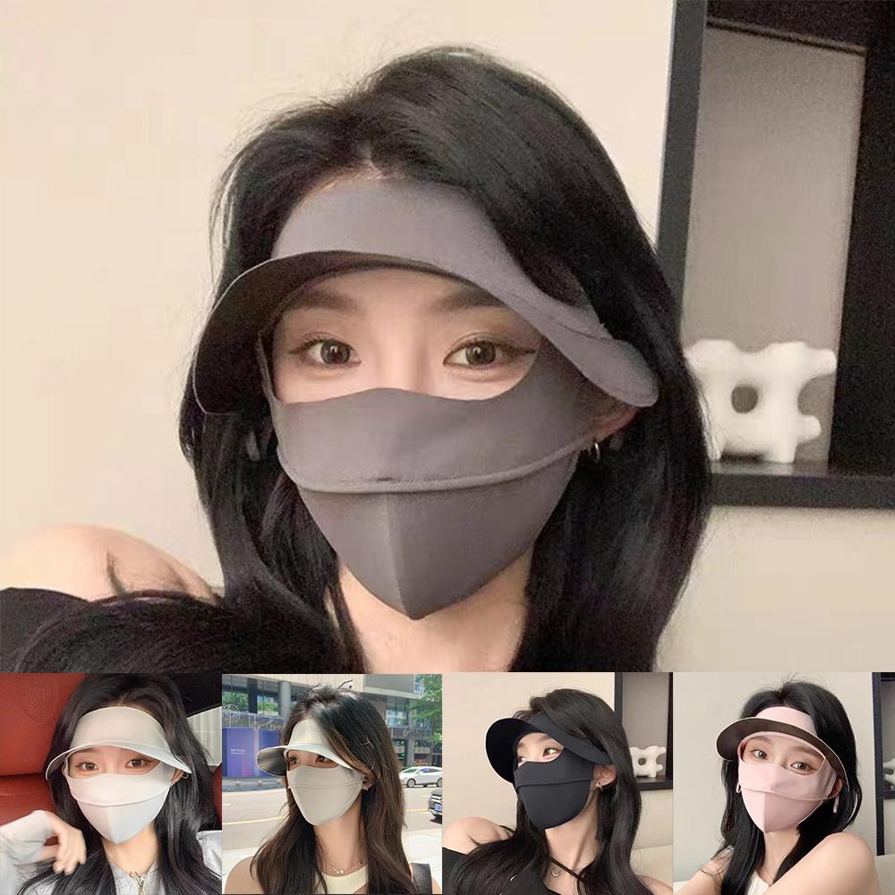 UPF50+ Sunscreen Mask UV Protection Ice Silk Masks New Sun Hat  Outdoor
