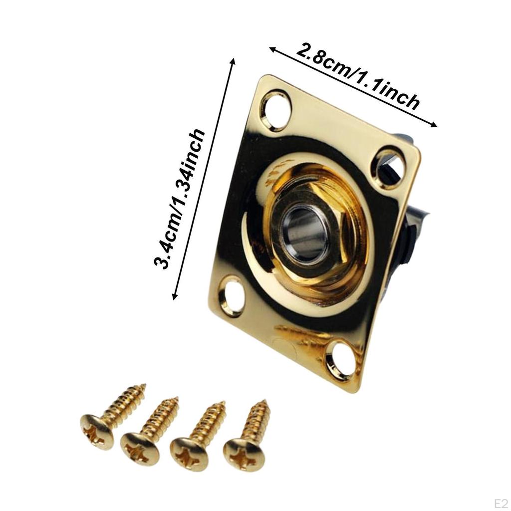 Electric Guitar Output Jack Square with Screws Gold Metal Construction Hardware for Bass