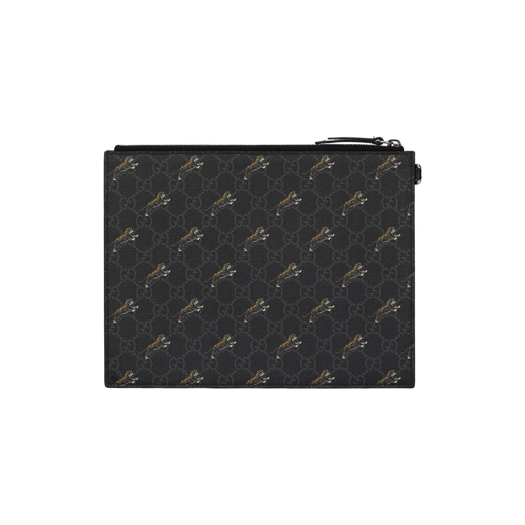 Gucci Supreme Canvas With Leather Trim Clutch Mens Black Gray