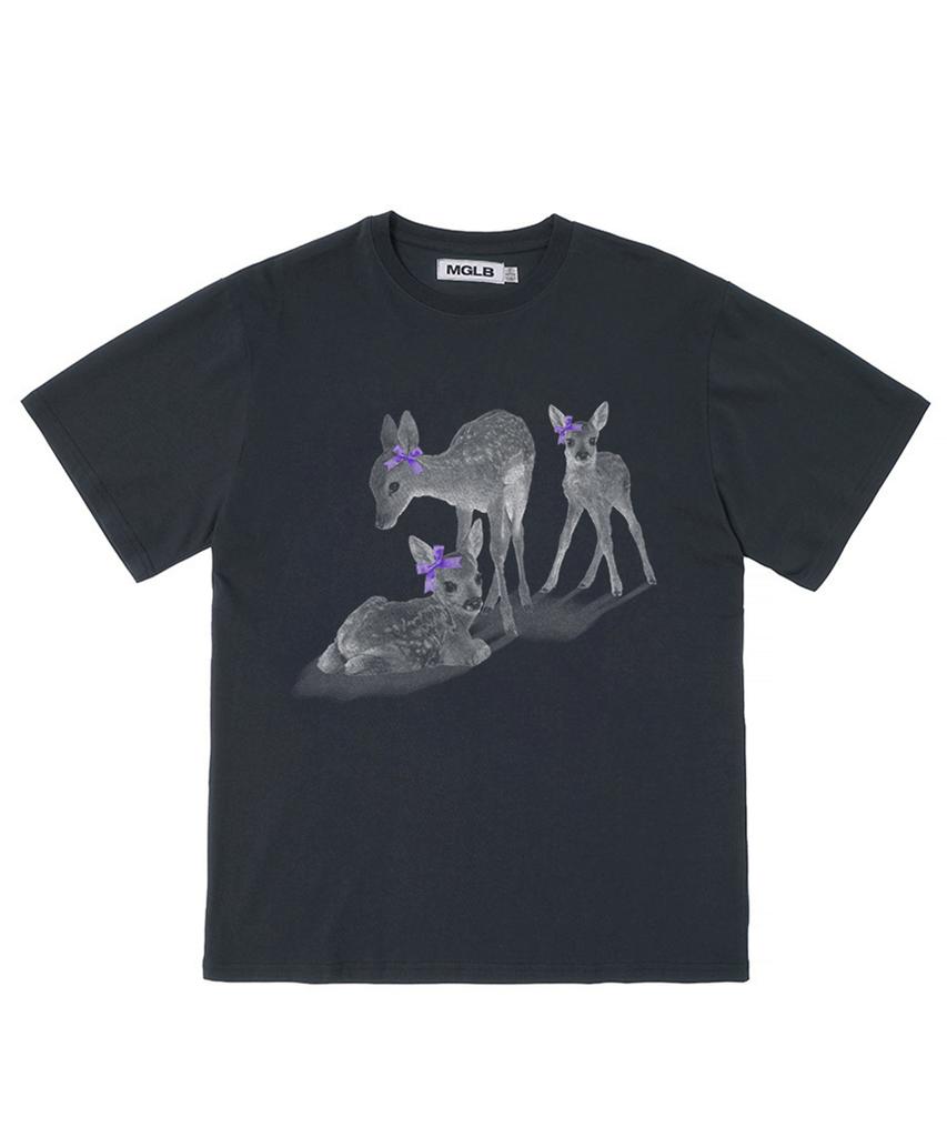 MATCHGLOBE Ribbon Deer Oversized Tee (Navy)