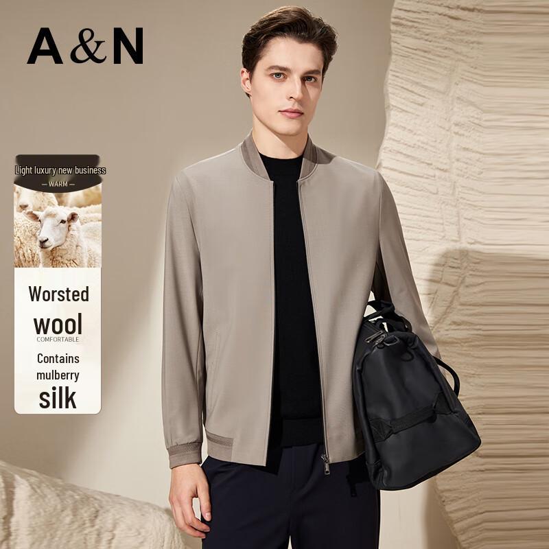

Men s Fine Wool & Silk Blend Baseball Jacket L/50