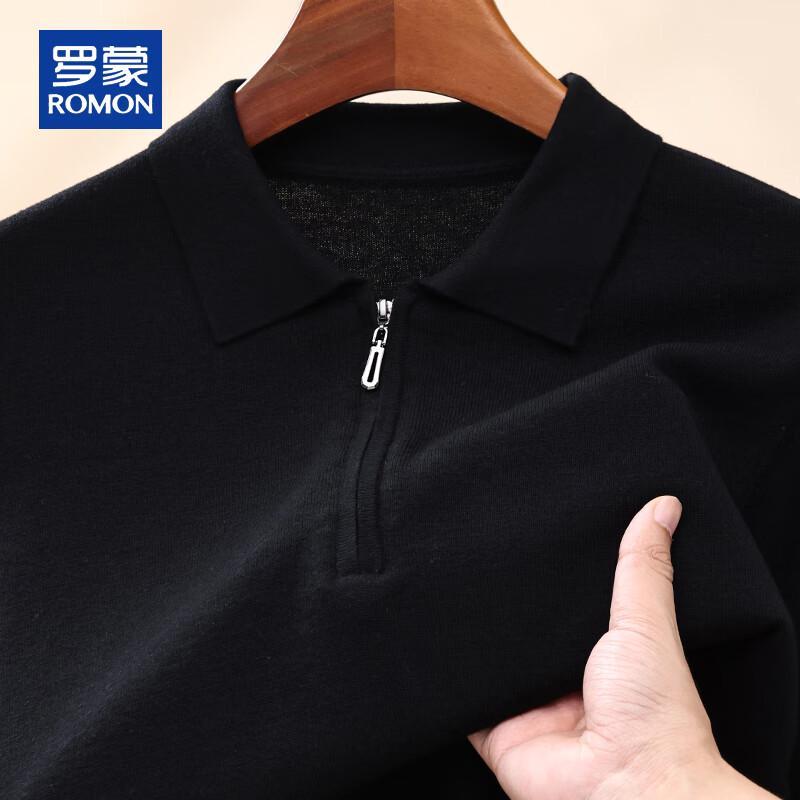 ROMON Men's 100% Pure Wool Half-Zip Sweater