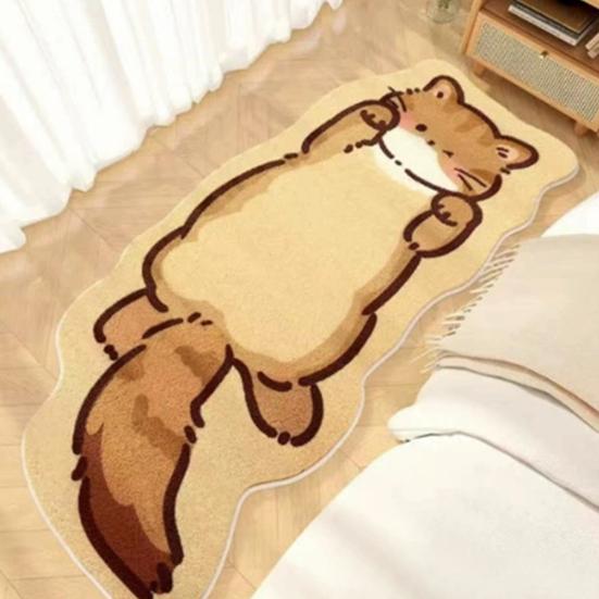 Cute Cat Bath Rug, Irregular Animal Shaped Floor Mat, Soft Absorbent Non Slip Area Carpet for Bath Tub, Shower, Bedroom, Living Room