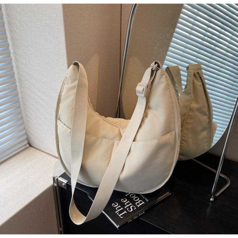 Canvas Bag Women's Large-capacity New Niche Feeling Summer Shoulder Messenger Bag Versatile Commuter Dumpling Bag
