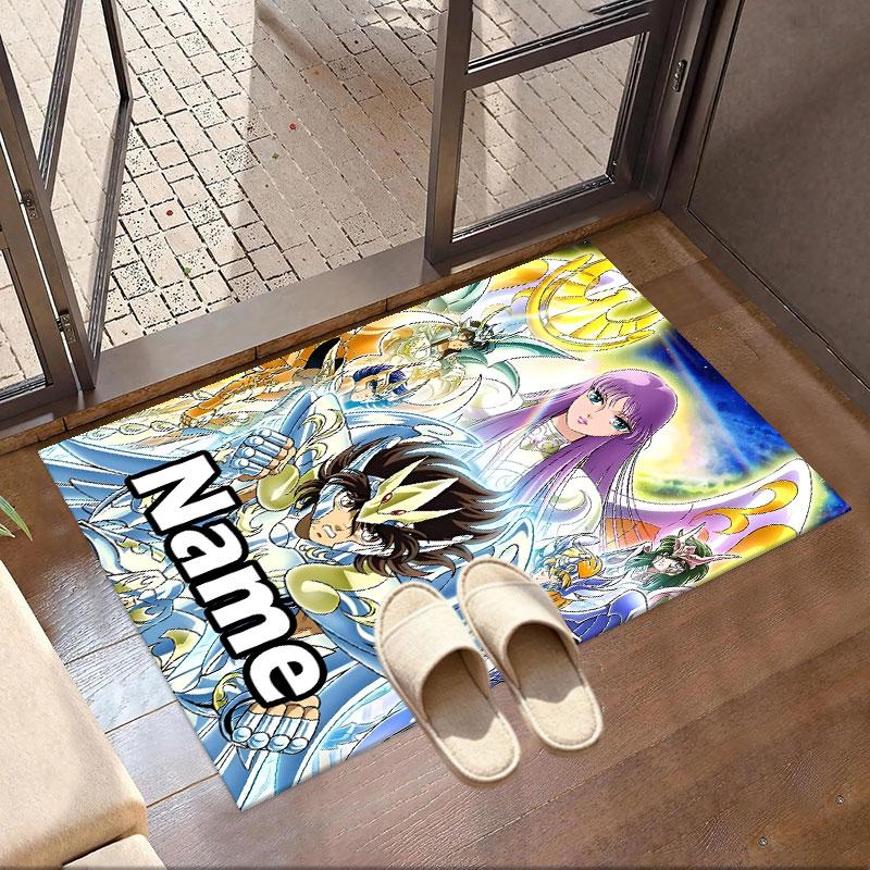 Custom Name Personalized Saint Seiya Print Carpet, Versatile Home Decor Rug, for Playroom, Apartment, Balcony, Entryway, Hallway Gift