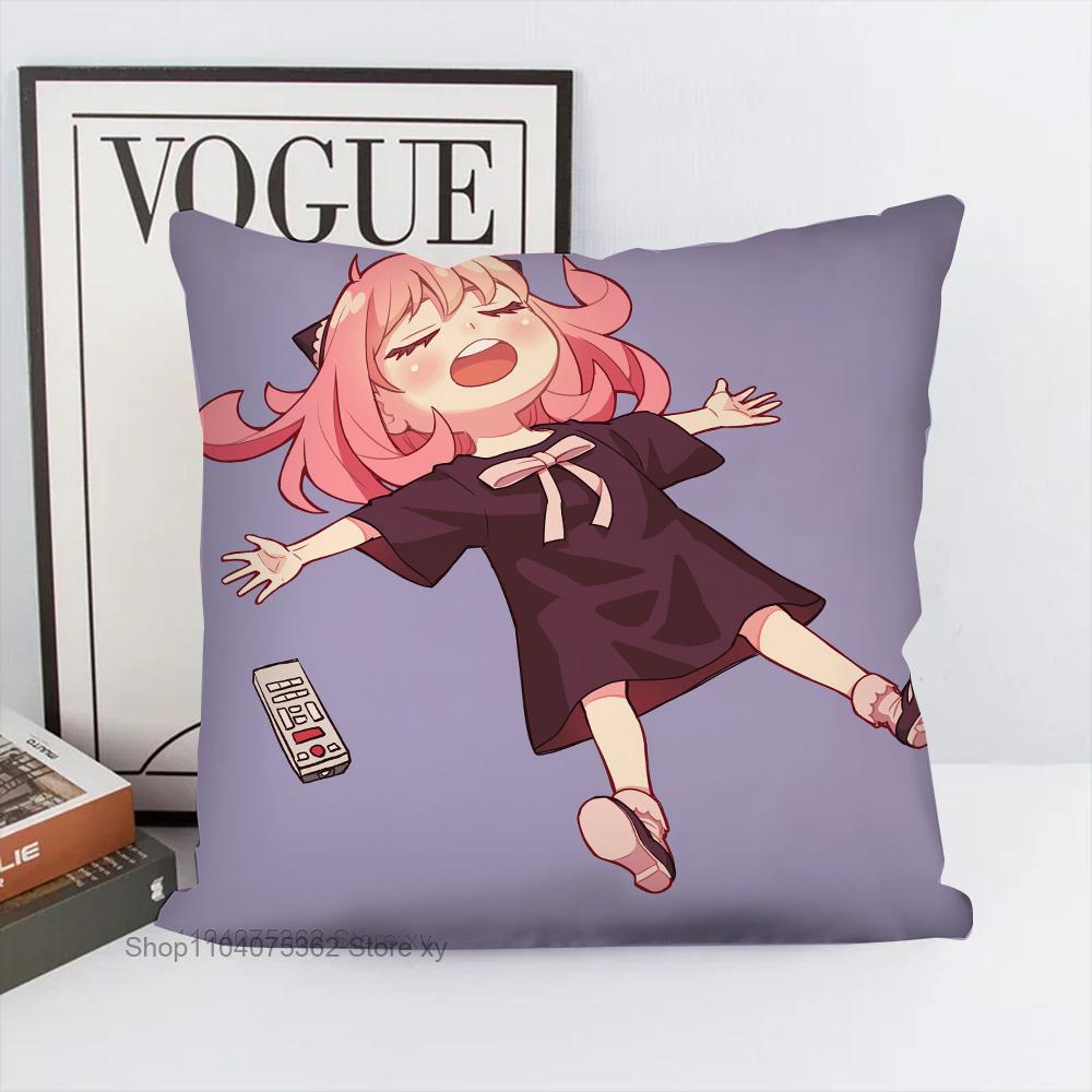 Spy X F-Family A-Anya Pillow Case Square Pillow Bedroom Sofa Leisure Comfort Cushion Car Living Room Home Decoration