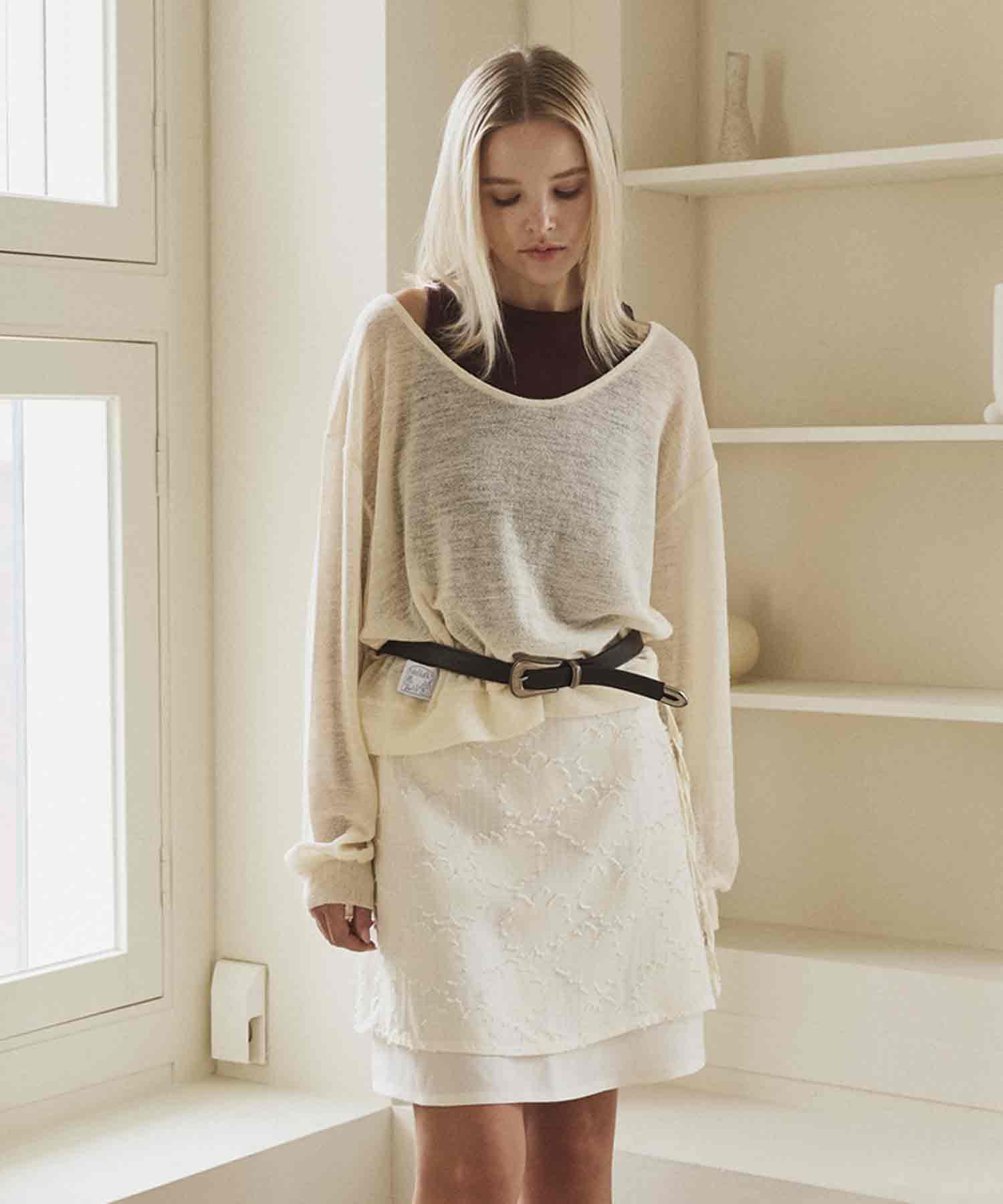 Delaidy Affable Wool Knit Top (Ivory)
