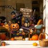 Glass Window Decor Halloween Witch/Black Cat Stickers Double-sided PVC Waterproof Clings Removable Static Stickers Decals with Pumpkins Skulls