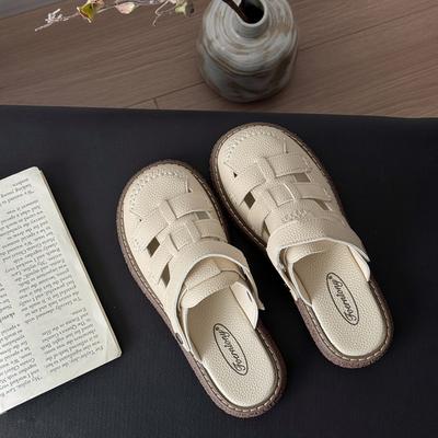 Baotou Cool Slippers Women's New Summer 2025 Outer Wear Thick-soled Two and a Half Slippers Summer Soft-soled Beach Slippers
