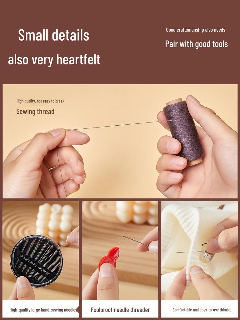 High-Capacity Handmade Sewing Kit: Deluxe Needle and Thread Pouch for Home & Travel