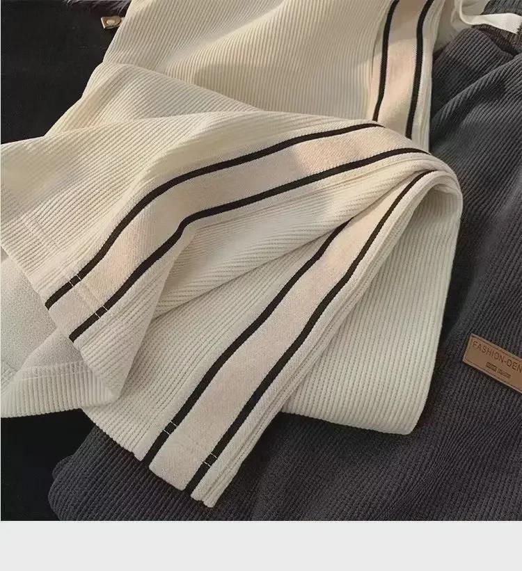 Men's Loose-Fit Corduroy Wide-Leg Pants for Spring & Autumn