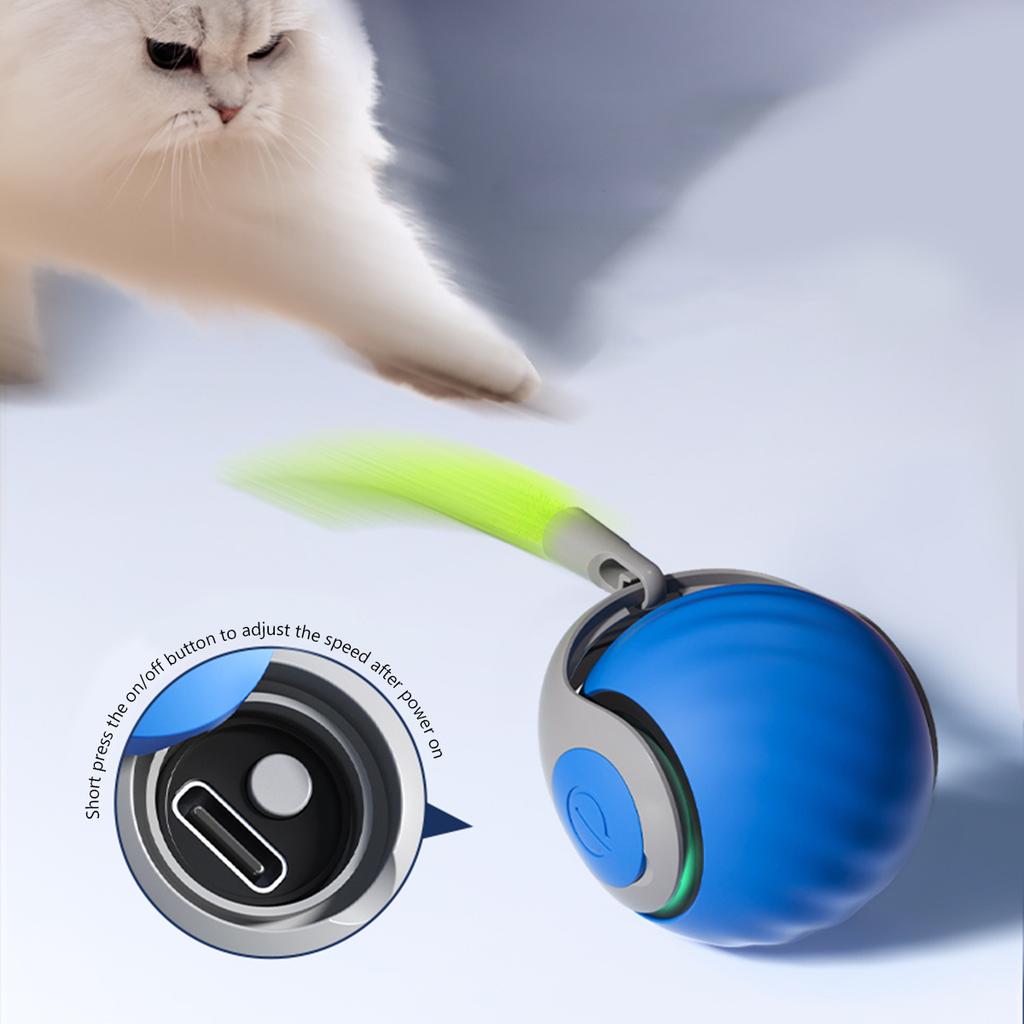 Cat Interactive Ball Toys Automatic Rolling Ball Faux Tail Rechargeable Smart Electric Pet Toy Dog Cat Teaser Training