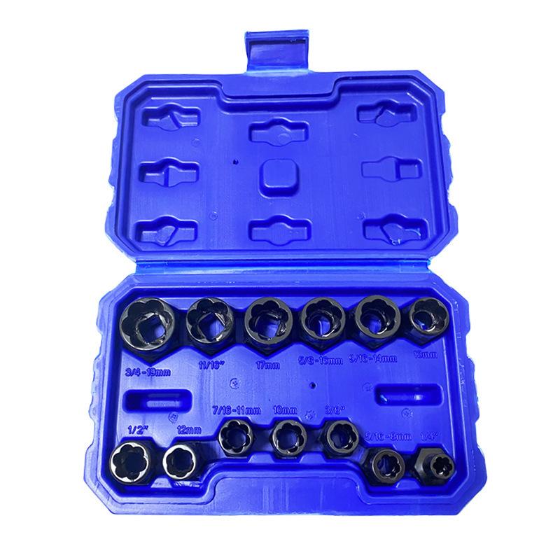 Cylindrical Nut Extractor Set, 5-Piece, Chrome Molybdenum Steel, Extended Thread.
