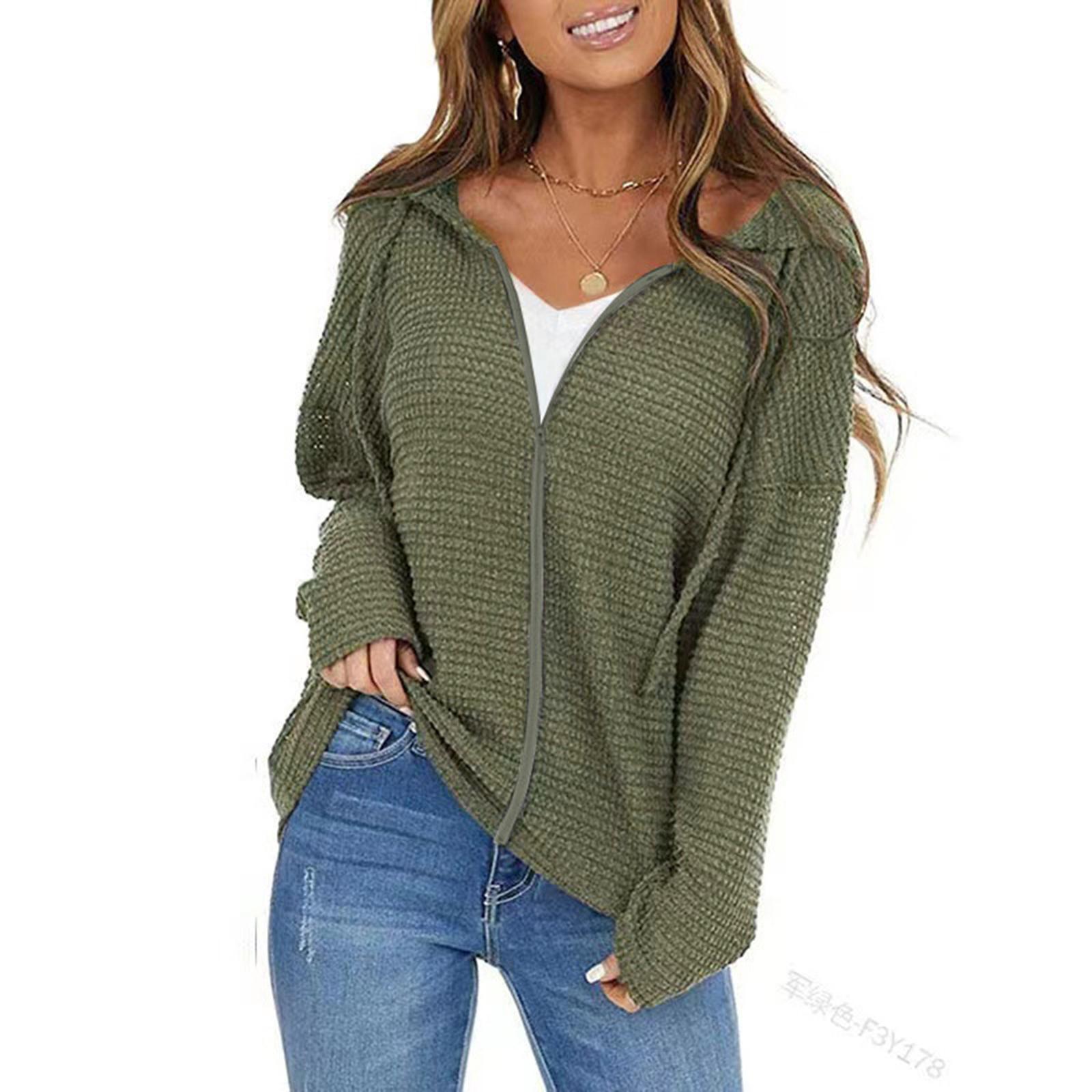 

Women s Fashion Casual Plus Size Long Sleeve Zipper Solid Color Hooded Jacket XXL