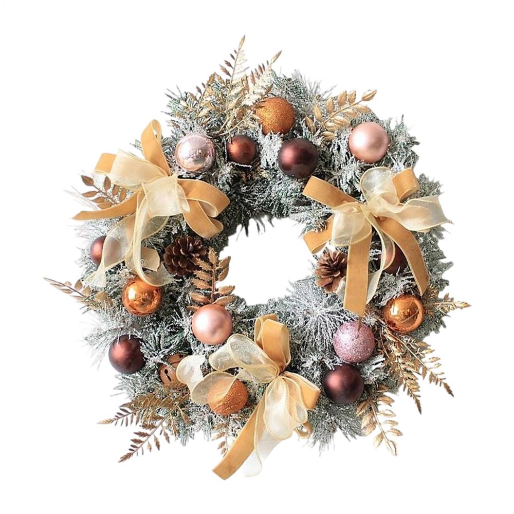 

Christmas Wreath Outdoor With Pine Cone Balls Bow Winter Holiday Decor Artificial Christmas Wreath For Entrance Porch Outdoor