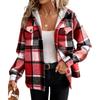 Giacca da baseball da donna alla moda casual a maniche lunghe con cappuccio e stampa a quadri
