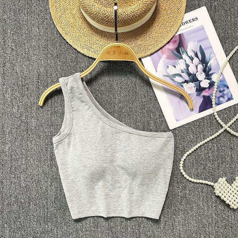 Summer Vest for Women Outwear 2024 New Arrival Sexy Short Sleeveless with Chest Pad Tops Sexy Scheming off-the-Shoulder Sling