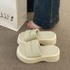 Thick-bottomed cool slippers for women's summer wear 2025 new muffin bottom women's one-word cool slippers