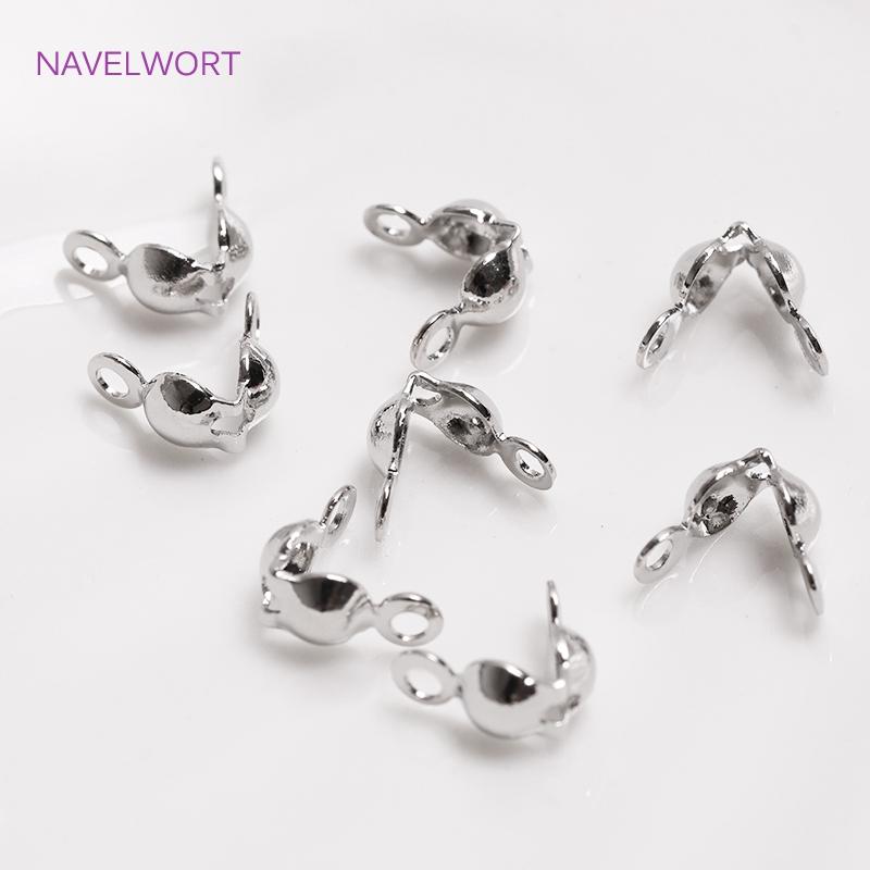 Jewellery Making Supplies Findings Thickened 14k/18k Real Gold Plating 4MM Double-Cup Bead Tip Crimp Cover for DIY