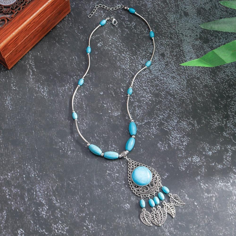 Beads Ethnic Style Necklaces Metal Chain Bohemia Style Choker Chic Stone Pedant Necklace  Gifts