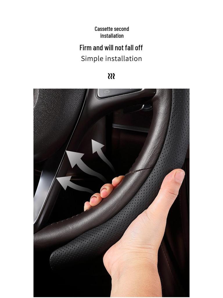 Premium Nappa Leather Steering Wheel Cover - Anti-Slip, Breathable, Ultra-Thin, All-Season