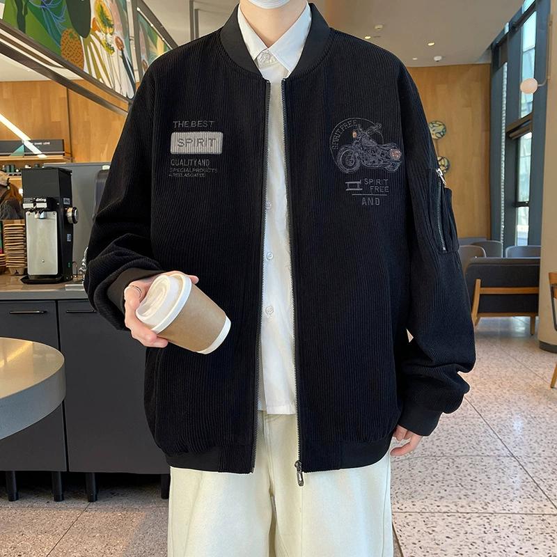 

M-8XL Plus Fat Plus Plus Размер Куртка для мужчин, Повседневная куртка на весну и осень, Универсальная для людей среднего возраста и молодежи, Британский стиль M чёрный