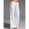 Linen Wide Leg Pants Elastic Drawstring Waist Casual Flare Trousers With Side Pockets Lightweight Loose Fit Beach Vacation Daily Palazzo Pants