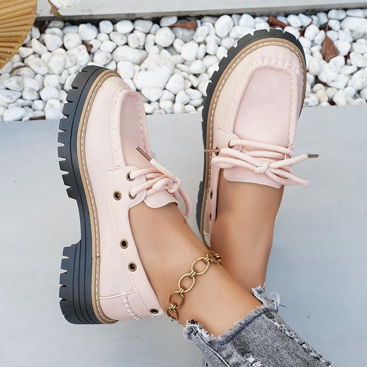

2026 Spring Autumn Women Lace Up Platform Wedges Comfortable Non-slip Plus Size Shoes for Women 36-43 Flats Sneakers Women 36 розовый