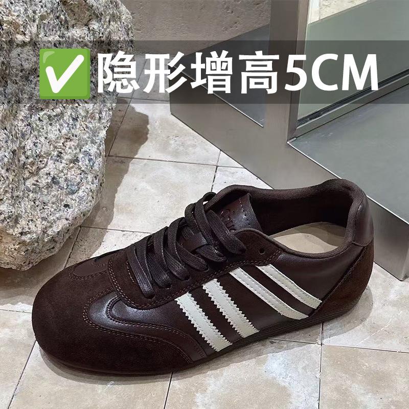 ins wind four bars German training shoes 2025 autumn height increase leather Forrest Gump shoes fashion casual shoes youth women's shoes trend