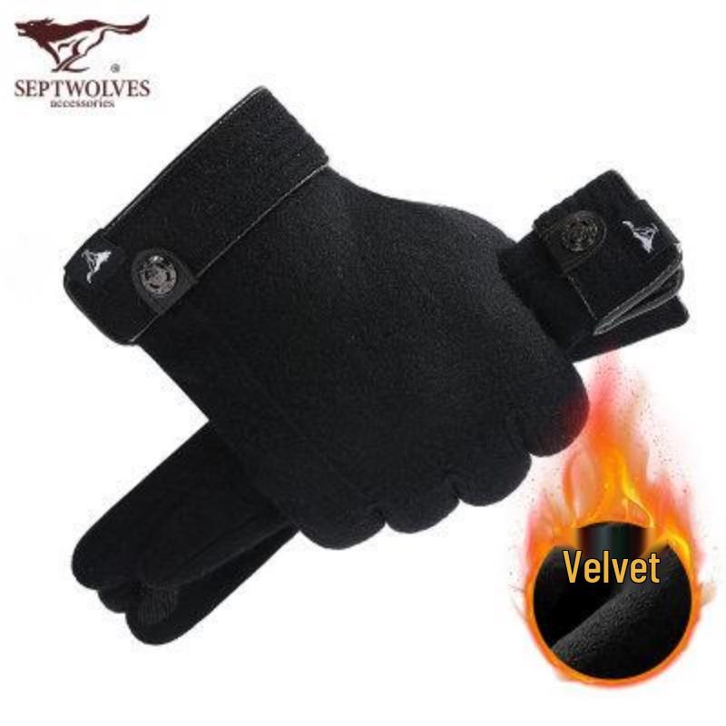 

Qipilang Men s Outdoor Windproof Thickened Touchscreen Gloves L