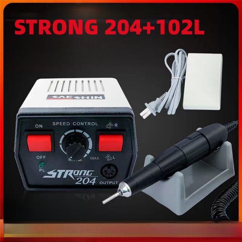 65W STRONG 204 90 Dental Manicure Machine STRONG 102L Polish Jewelry Handle Electric Nail Drill Goldsmith Engraver Sanding Device