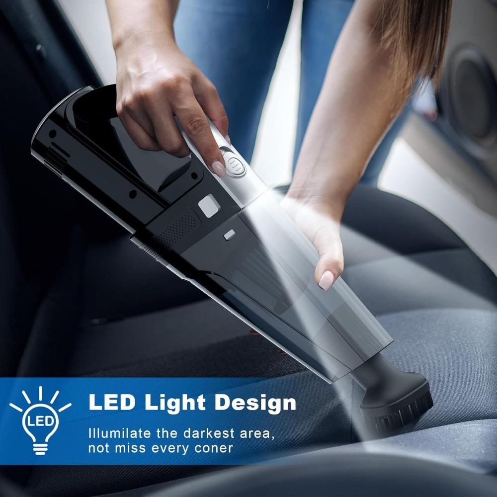 Car Vacuum, Portable Vacuum Cleaner with Powerful 7000PA Suction, DC 12V Power 16.4Ft Cord Vacuum Cleaner, LED Light, 0.33L Capa