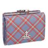 Vivienne Westwood SAFFIANO PRINTED Tri-fold Wallet, BLUE/ORANGE TARTAN, Women's, 5115002NW-S0022 [Used]