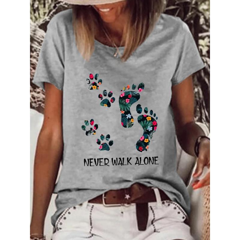 Fashion Women s Crew Neck Short Sleeve 3D Casual Color Printing Casual Short Sleeve Crew Neck T-Shirt XS