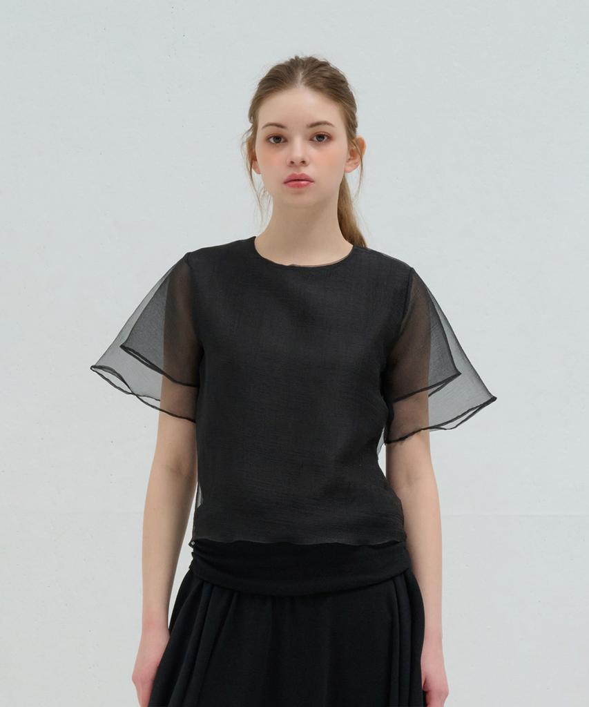 Kamino Organza Double-Layered Blouse Black