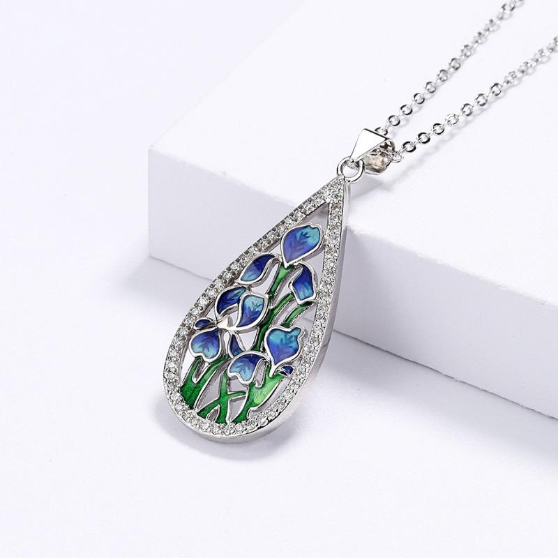 New arrivalfashion pastoral style flower pendant handmade enamel jewelry wedding birthday party necklace