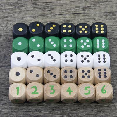 16mm Dřevěné kostky 5 kusů 6stranné Barevné Se zaoblenými hranami pro kostkovou hru Výuka matematiky DIY Stolní hra