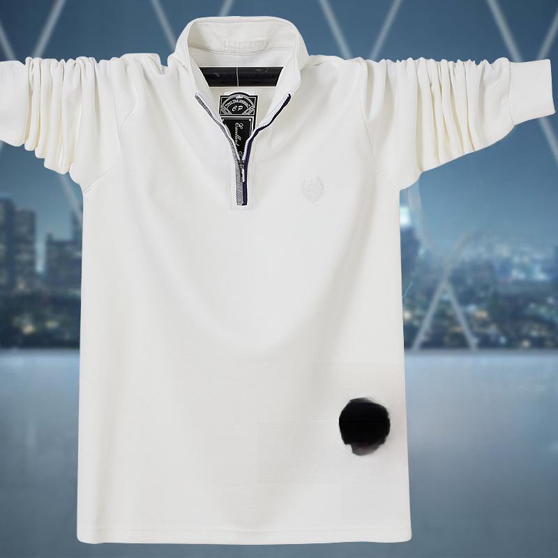 2024 Men's Plus Size Stand Collar Long Sleeve Polo Shirt with Zipper