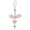 Handmade Angel Wing Phone Pendant Sweet Ribbon Bowknot Keychain Heart Beaded Phone Lanyard Acrylic Keyring Ornament