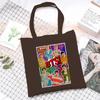 Korean Style Printed Canvas Tote Bag for Women Men Large Capacity Commuter Shoulder Handbag Fashionable Daily Outing Purse KTB