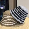 New Hat Women's Knitted Fisherman Hat Women's Autumn and Winter Korean Striped Plaid Basin Hat Warm and Versatile Fashionable Bucket Hat