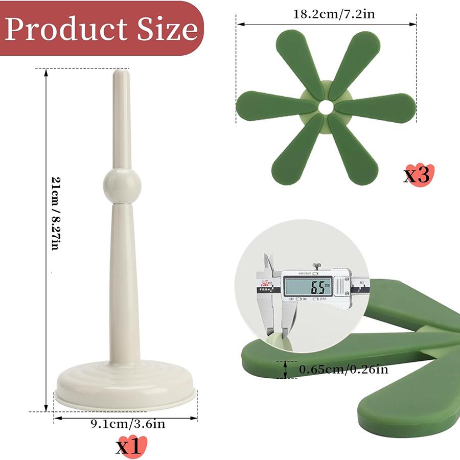 Silicone Coasters for Hot Dishes, Foldable Christmas Tree Shape Table Mat Set of 3 for Hot Pots and Pans, Heat Resistant Pads