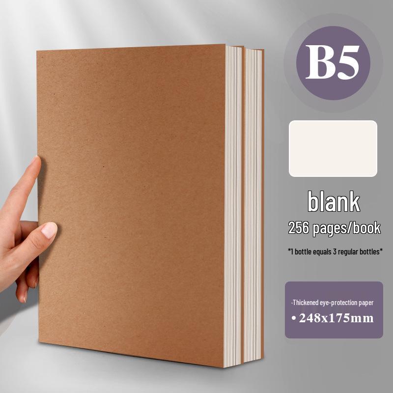 Ultra-Thick Kraft Paper Notebook, Large B5 Grid Lined for Students and Exam Preparation.